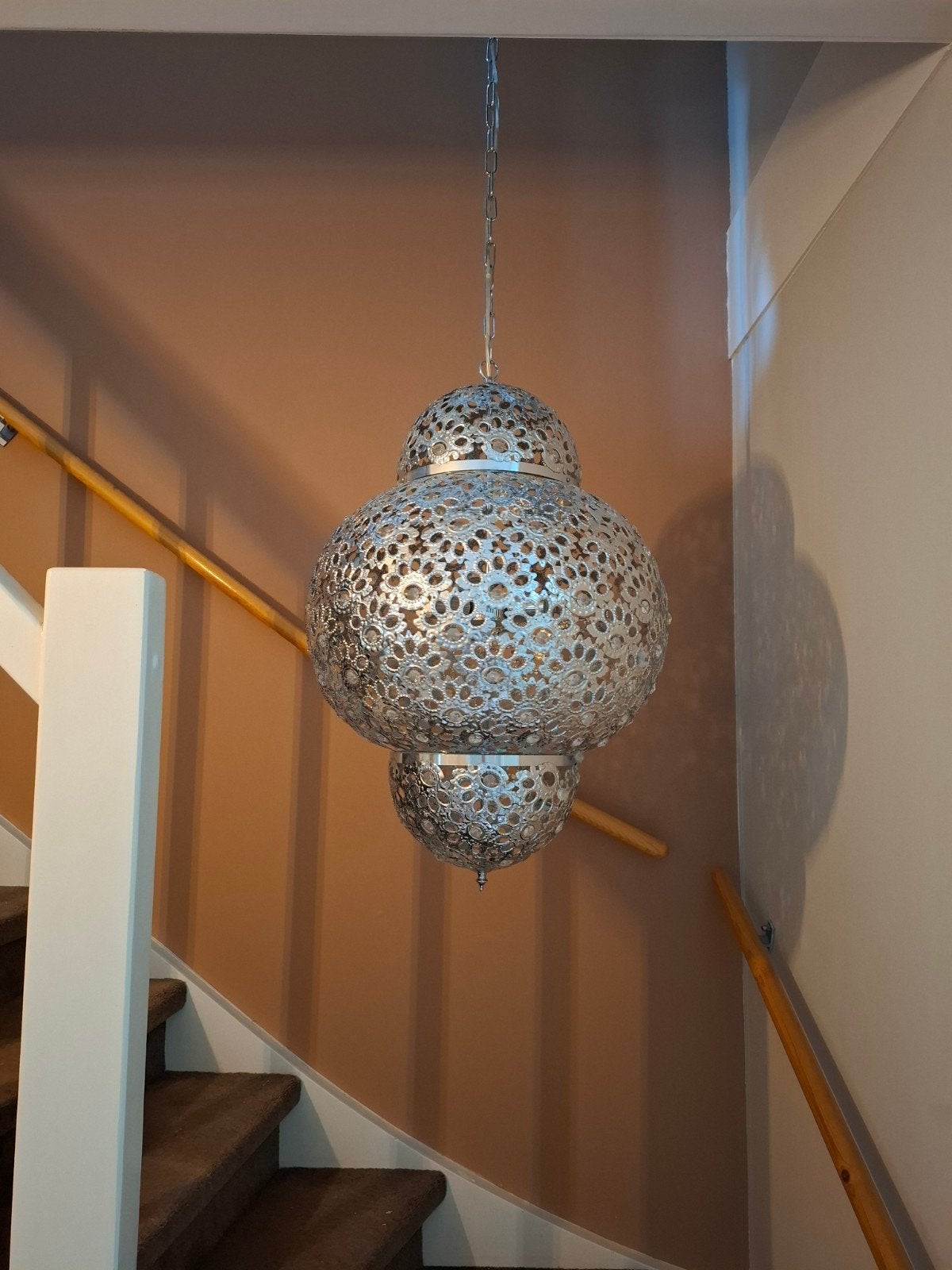 Prachtige gedecoreerde Marokkaanse hanglamp, Huis en Inrichting, Ophalen, Marokkaans, E27 (groot), Zo goed als nieuw