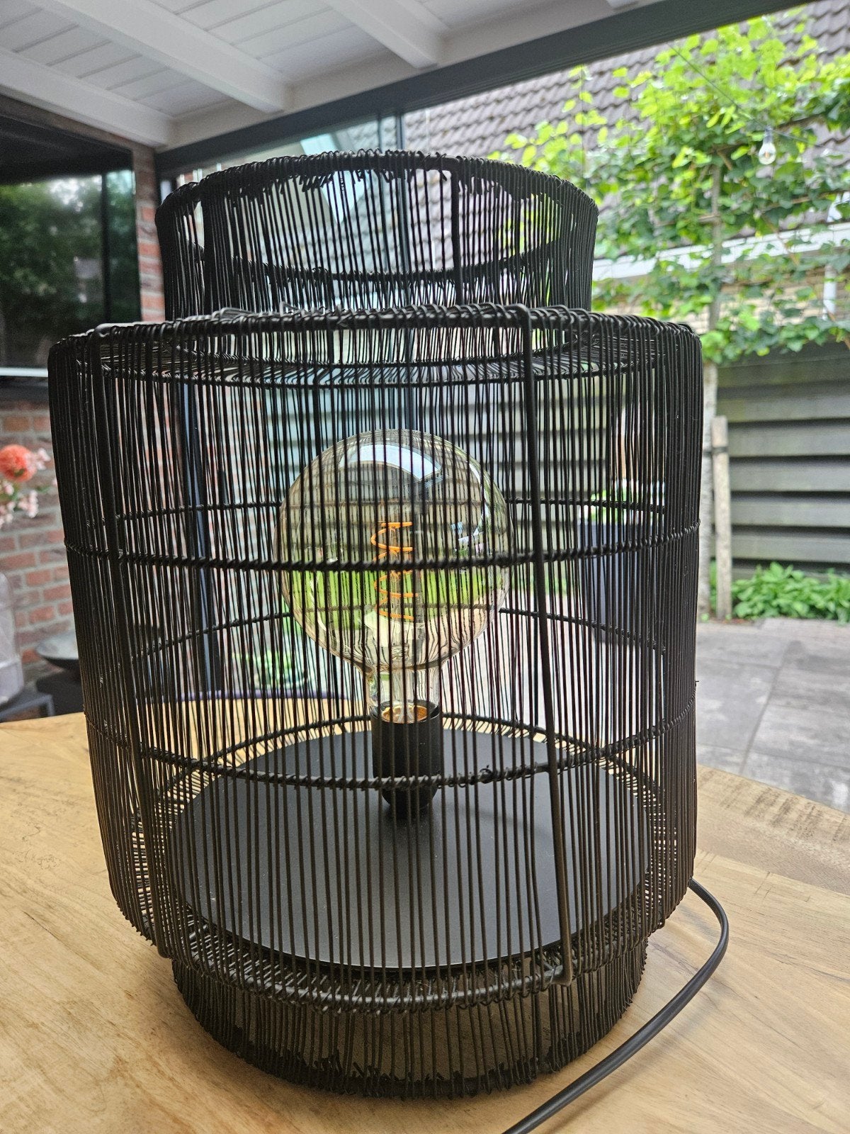 lamp draad zwart tafellamp, LED verlichting, Ophalen of Verzenden, Zo goed als nieuw, Zwart