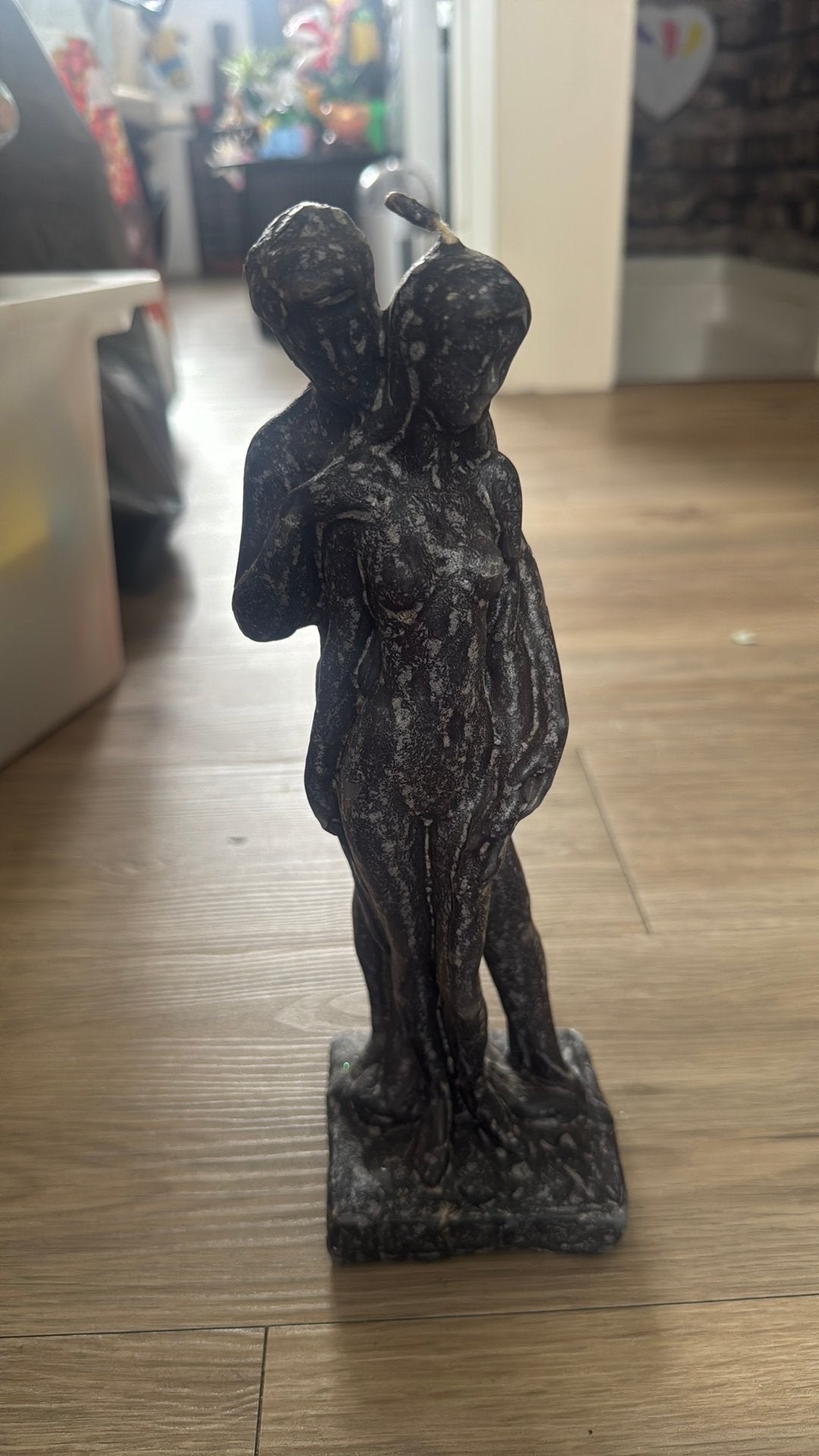 Antraciet kleurige kaars van een man en vrouw, Overige materialen, 26 cm, Zwart, Ophalen of Verzenden