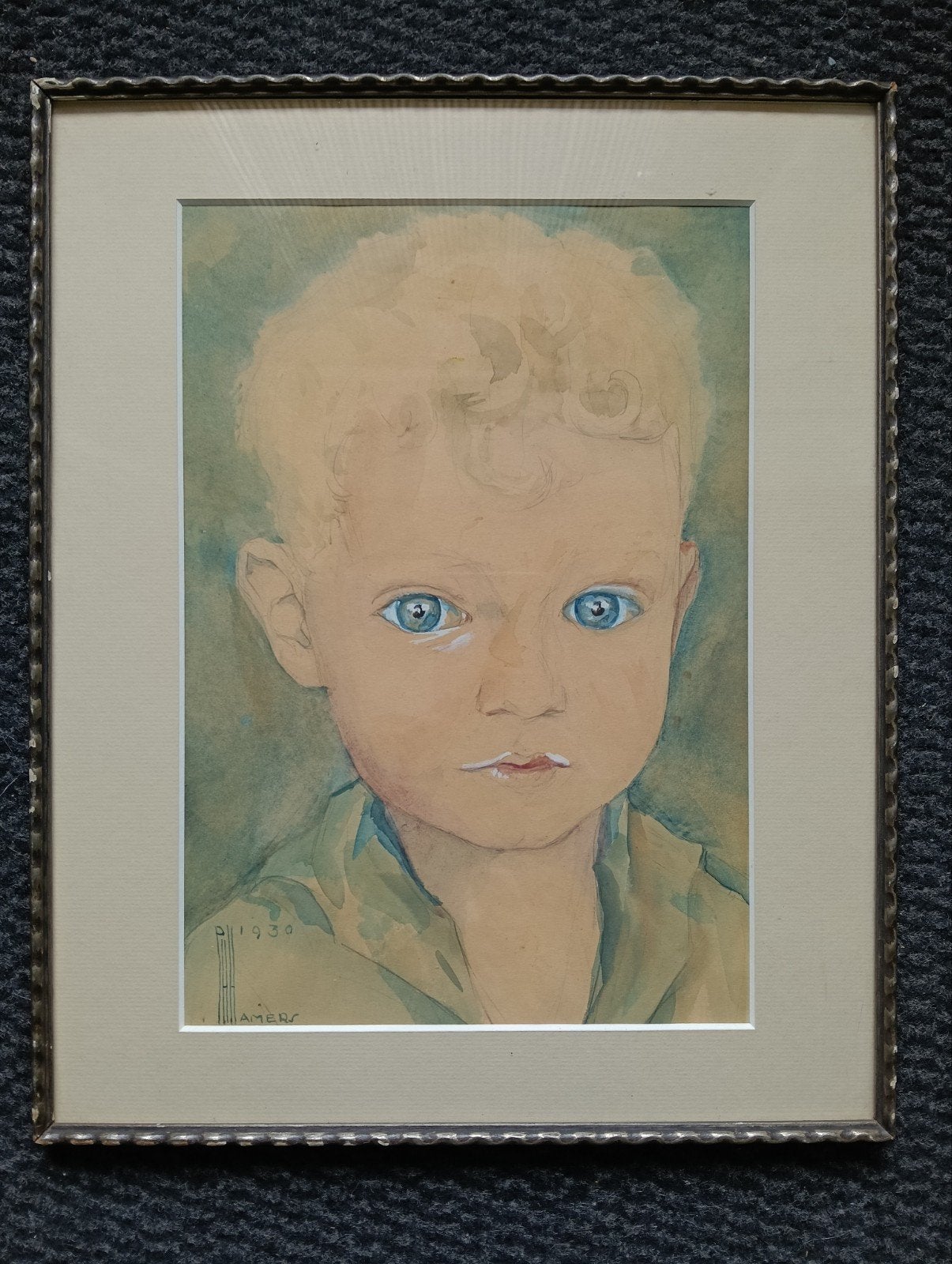 Flip Hamers (1909-1995) - Portret blond jongetje - 1930, Antiek en Kunst, Kunst | Schilderijen | Klassiek, Ophalen of Verzenden