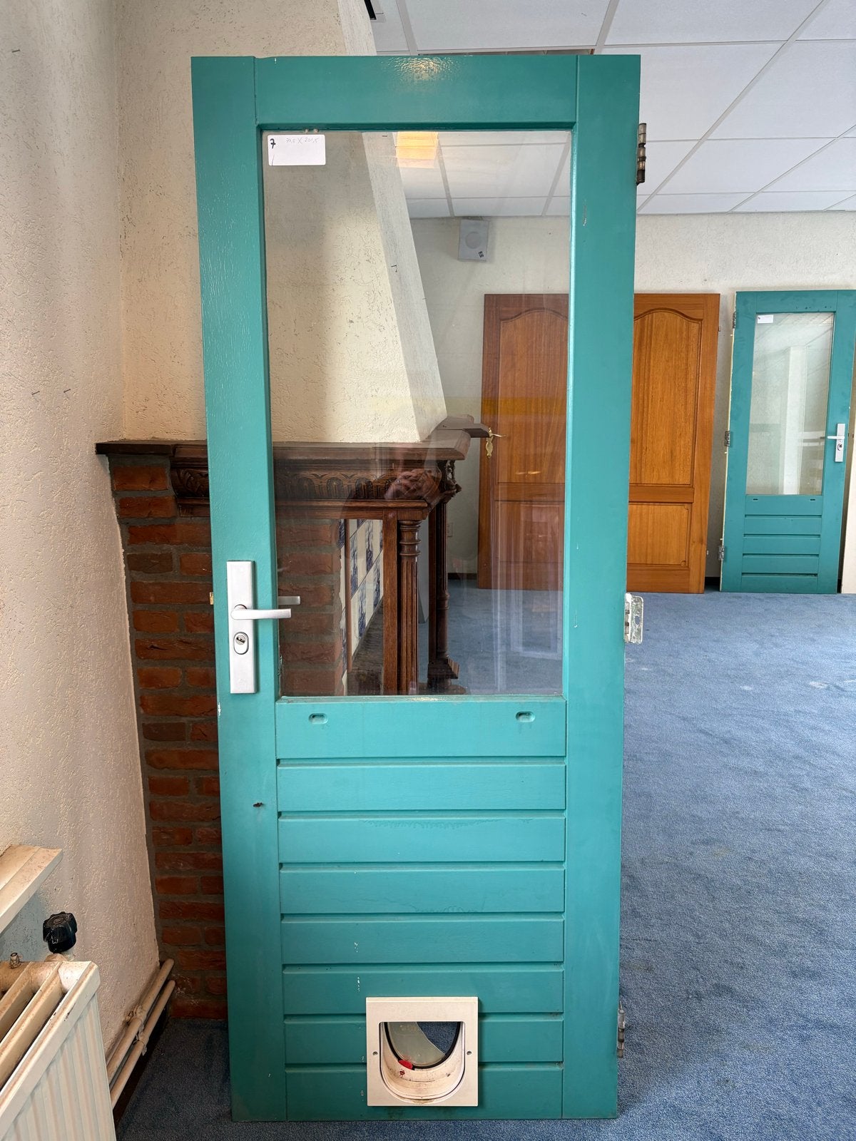 Buitendeur met kattenluik, dubbel glas, Ophalen, Gebruikt, Minder dan 80 cm, Binnendeur