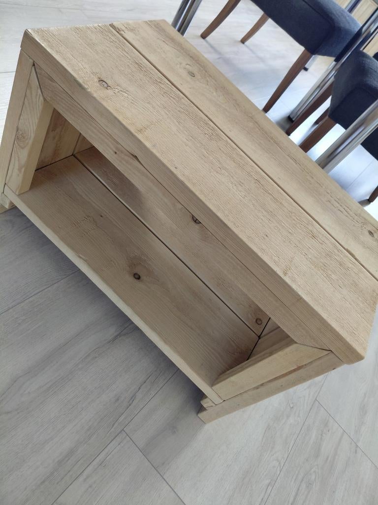 Robuuste  steigerhouten salontafel met opbergruimte, Gebruikt, Minder dan 50 cm, Rustiek, Modern Landelijk, Minder dan 50 cm