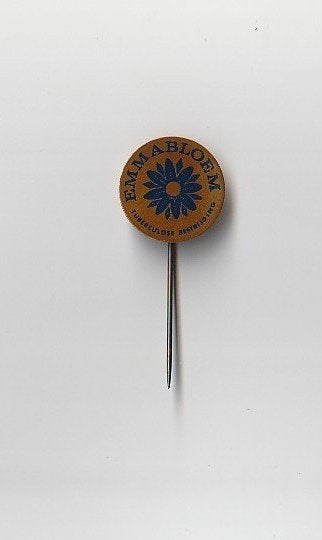 blikken speld Emmabloem tuberculose bestrijding, Ophalen of Verzenden, Gebruikt, Overige onderwerpen, Speldje of Pin
