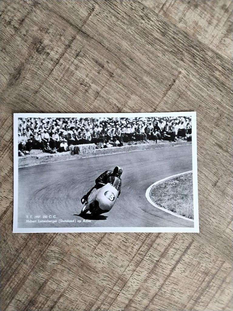 Oude tt assen ansichtkaart 1957 hubert luttenberger 250 cc, Ophalen of Verzenden, Gebruikt, Motoren