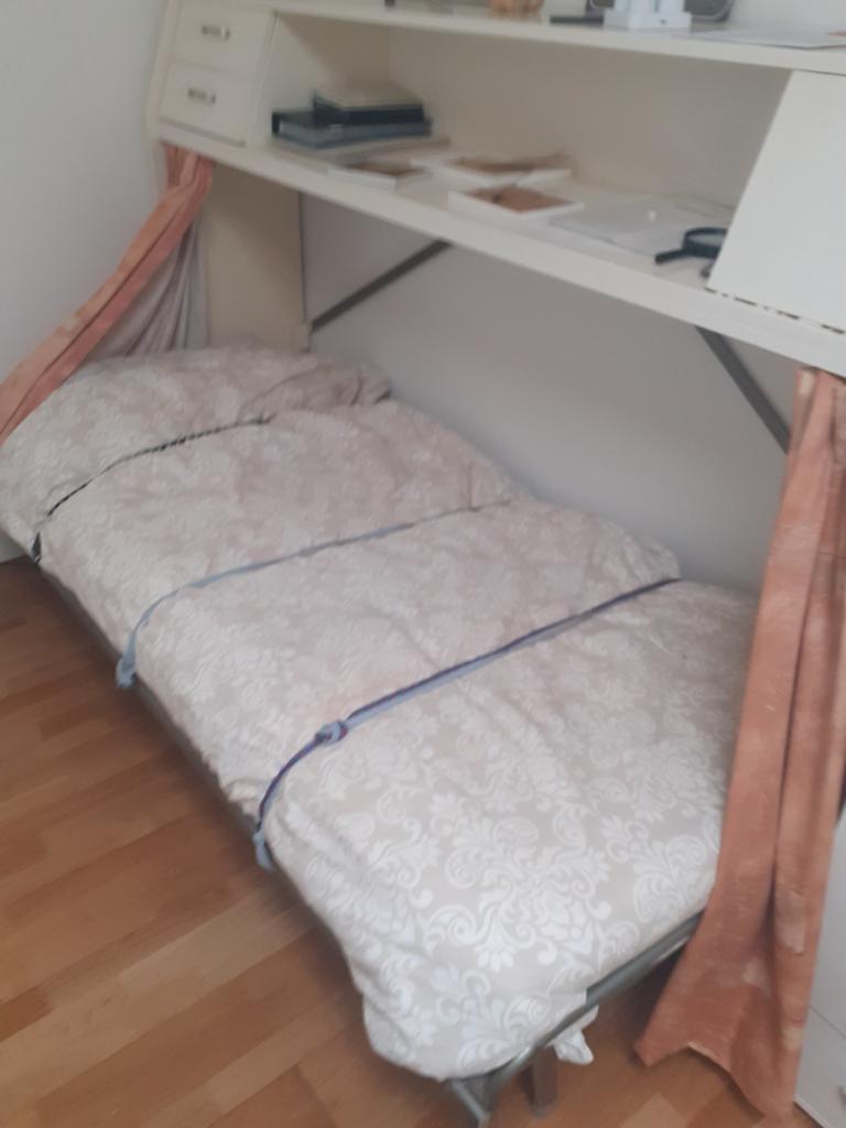 Opklapbed 90x200 cm met ombouw, Ophalen, Gebruikt, 90 cm, Eenpersoons