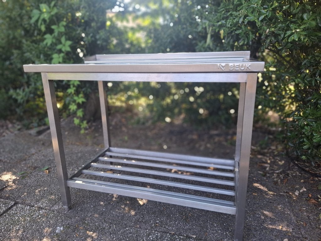 Degelijke RVS werktafel - Beuk Horeca, Doe-het-zelf en Verbouw, Werkbanken, Ophalen, Gebruikt, 120 tot 170 cm