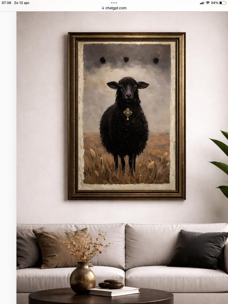groot formaat, mooi schaap in landschap, Ophalen of Verzenden