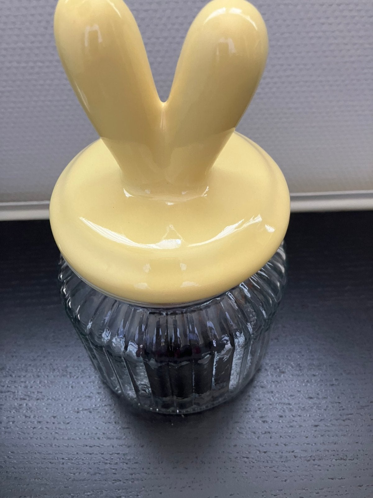 Kleune glazen voorraadpot met konijnen oren/Pasen, Glas of Glazen, Ophalen of Verzenden, Overige stijlen, Glas