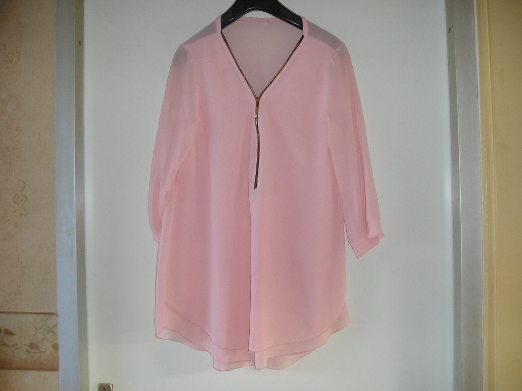 Dameskleding: Lichtroze top, mt S, Ophalen of Verzenden, Zo goed als nieuw, Lange mouw, Roze