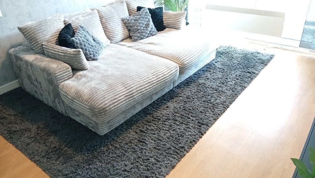 Hoogpolig vloerkleed – Cozy Shaggy donkergrijs, Ophalen, 200 cm of meer, Grijs, Rechthoekig