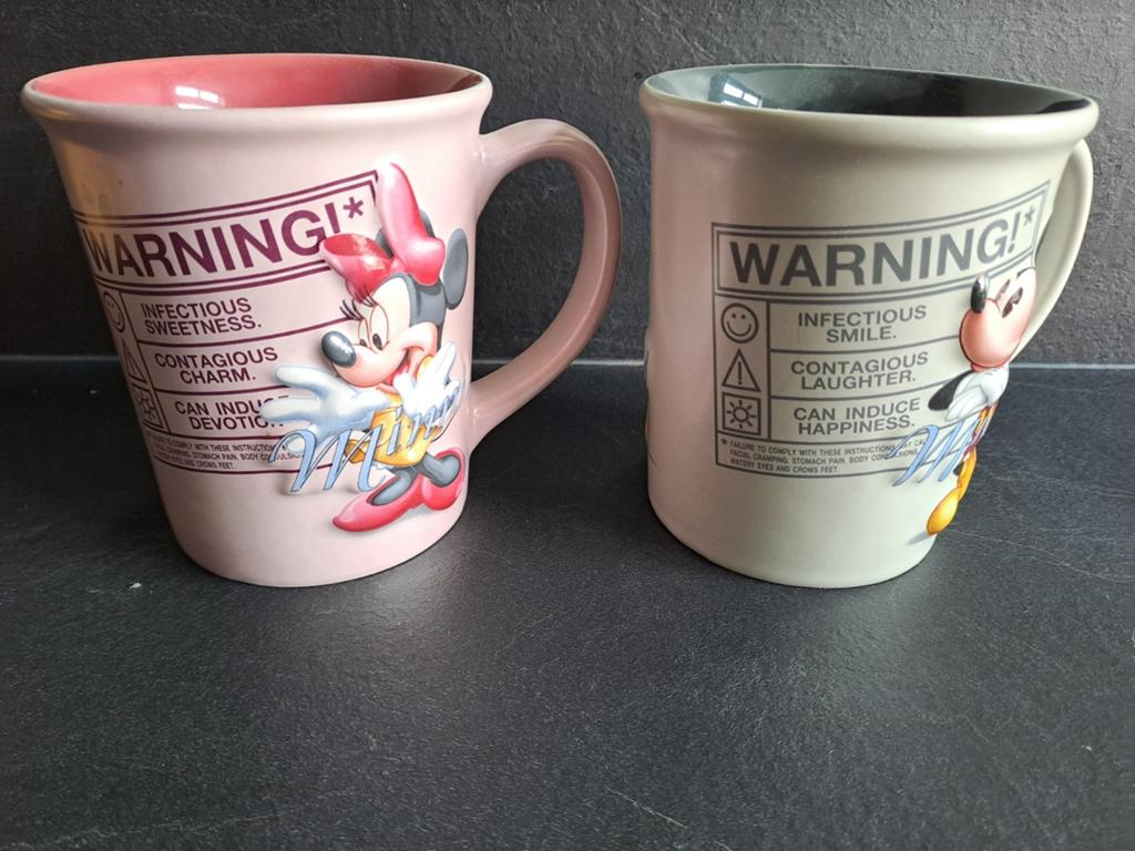 Disney Mickey & Minnie Mouse Mokken - Disneyland Parijs, Overige typen, Ophalen of Verzenden, Zo goed als nieuw, Steen/keramiek