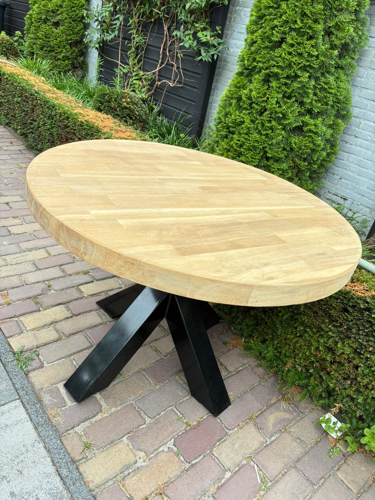 Ronde eettafel, Huis en Inrichting, Tafels | Eettafels, Ophalen, 100 tot 150 cm, Rond, Zo goed als nieuw
