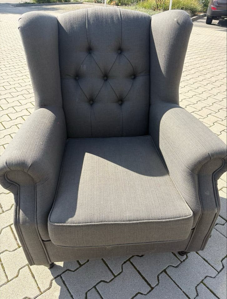 Comfortabele fauteuil - Grijs, Huis en Inrichting, Fauteuils, Ophalen, Gebruikt, Stof, 75 tot 100 cm