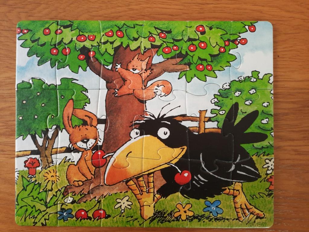 HABA Selection Puzzel Kraai, Eekhoorn en Konijn (18 stukjes), Ophalen of Verzenden, 10 tot 50 stukjes, Zo goed als nieuw, 2 tot 4 jaar