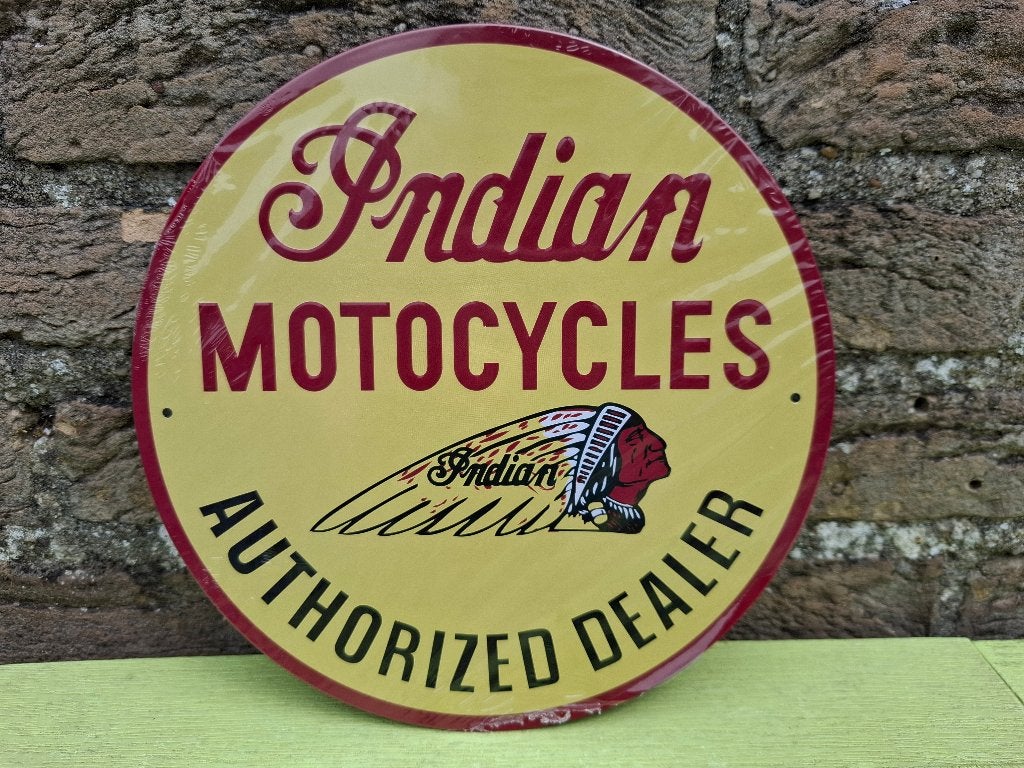 reclamebord in reliëf Indian Motocycles + boekje, Ophalen of Verzenden, Nieuw, Motoren