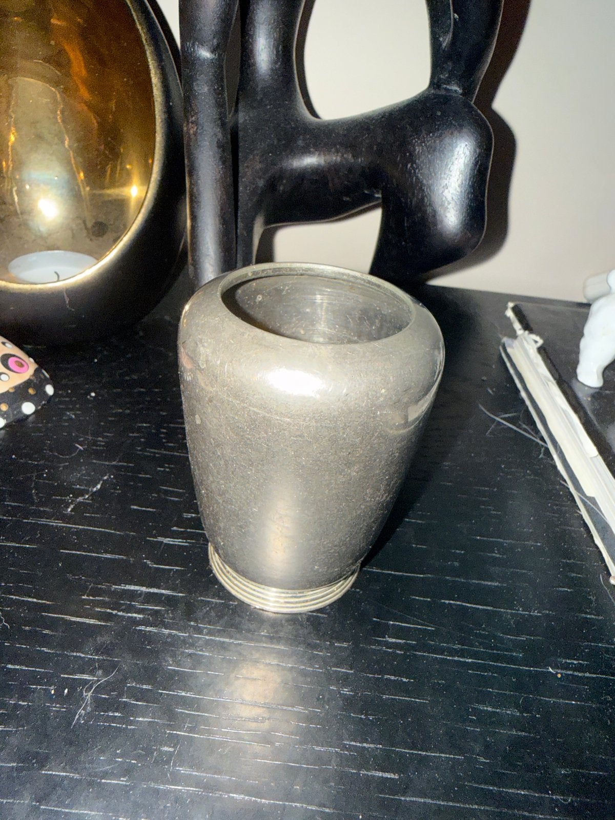 Vintage tinnen beker met inscriptie M&C 1644, Ophalen of Verzenden