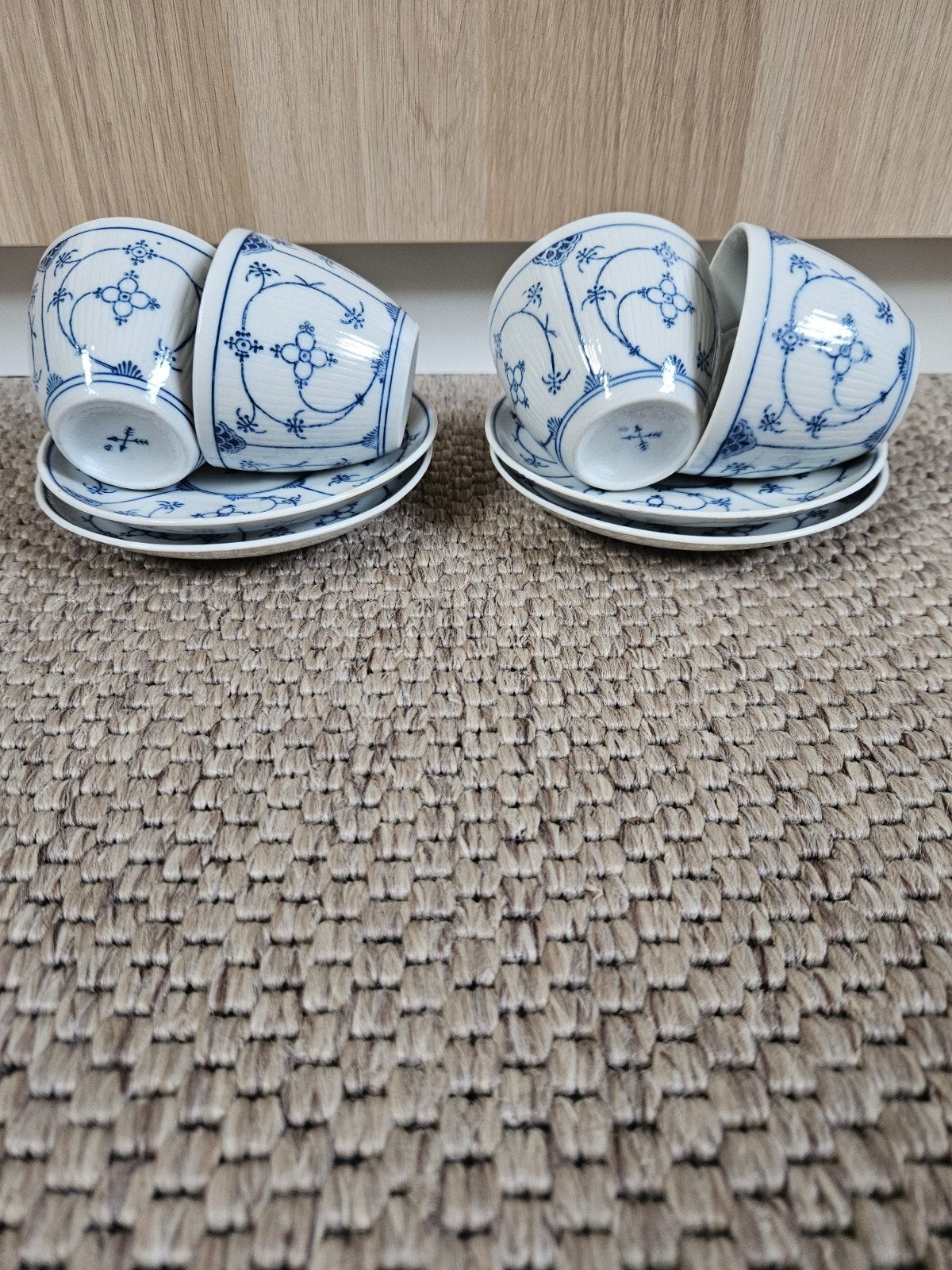 Set van 4 Jäger Blau Saks theekopjes met schotels, Ophalen of Verzenden