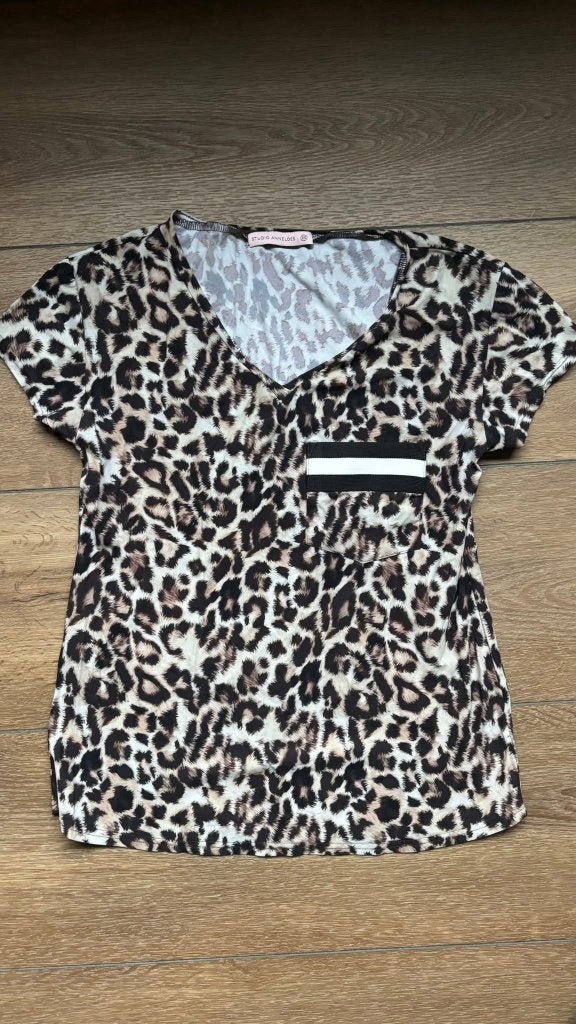Animal print travelstof shirt Studio Anneloes XS 34, Studio Anneloes, Bruin, Ophalen of Verzenden, Maat 34 (XS) of kleiner