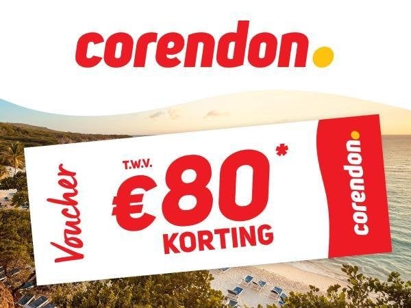 Corendon € 80 kortingsvoucher, Tickets en Kaartjes, Drie personen of meer, Kortingsbon