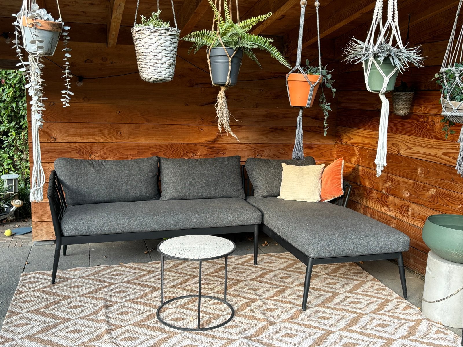Moderne loungeset met chaise longue - Zo goed als nieuw, Ophalen, 3 zitplaatsen, Aluminium, Zo goed als nieuw