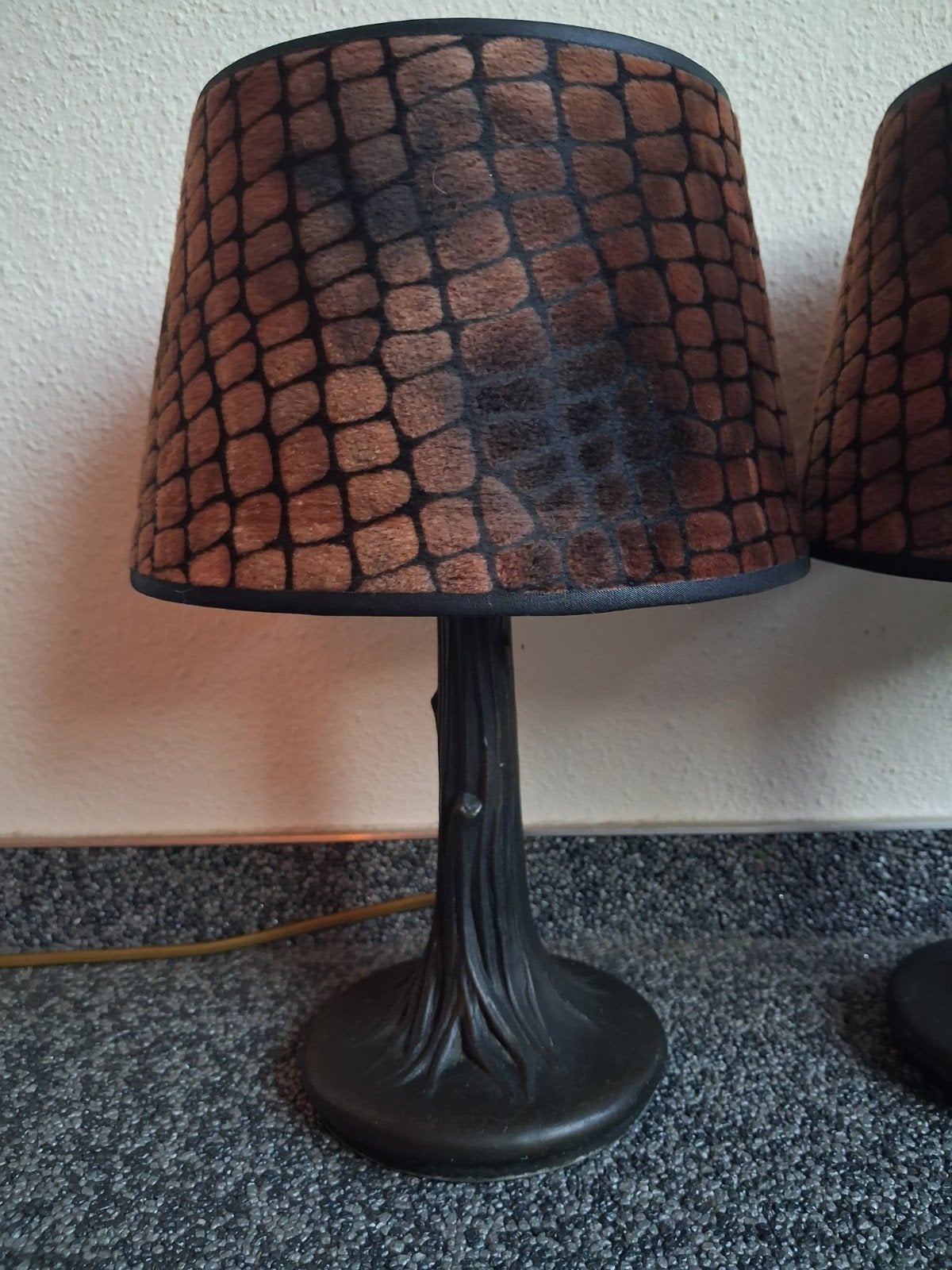 2 Vintage Honsel Boomstamlamp Voor echt wild interieur, Huis en Inrichting, Bruin, Ophalen of Verzenden, Metaal, Design