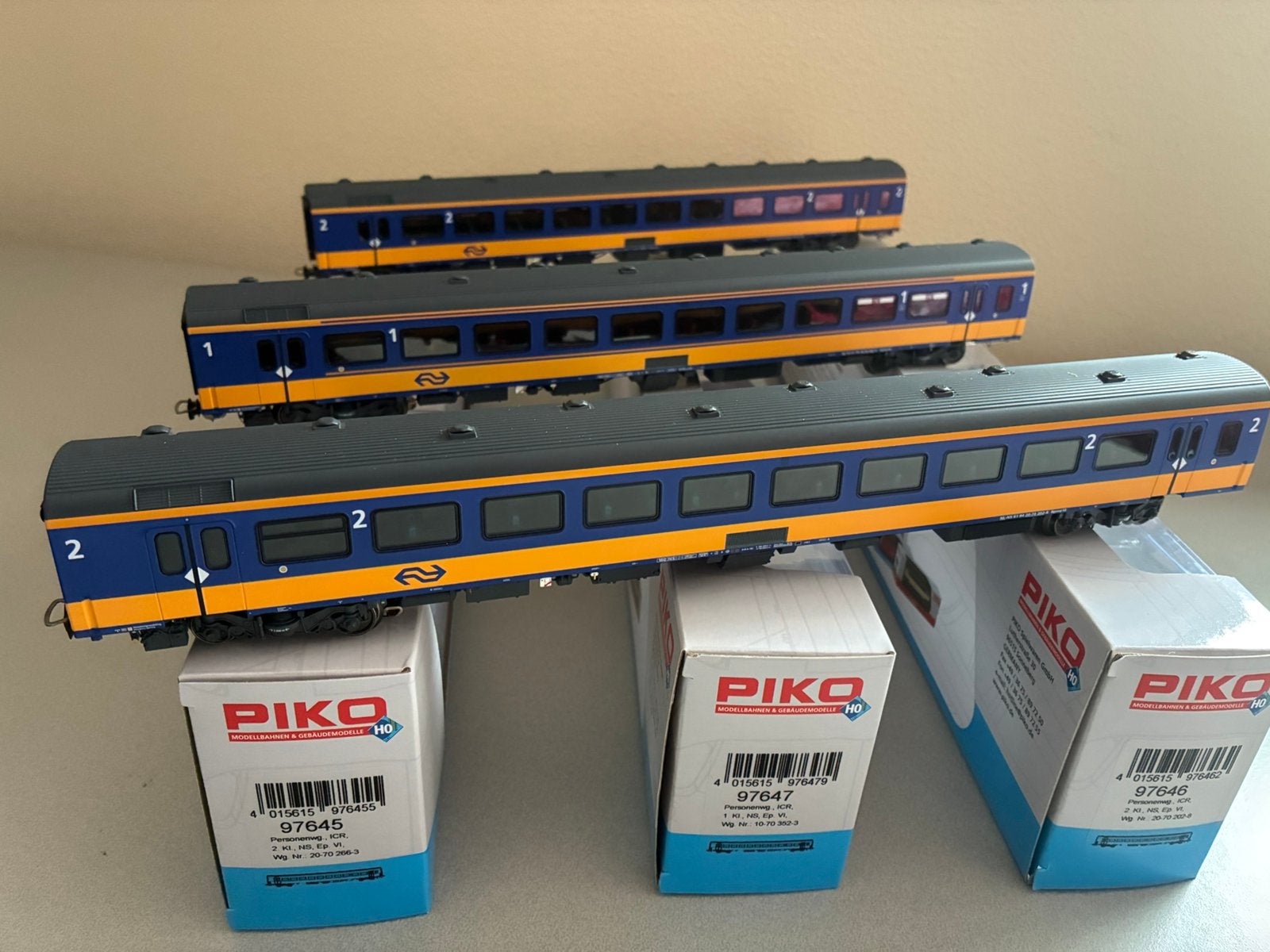 Piko 97645 + 97646 + 97647 3 x NS ICR personenwagen OVP, Ophalen, Wisselstroom, Wagon, Piko