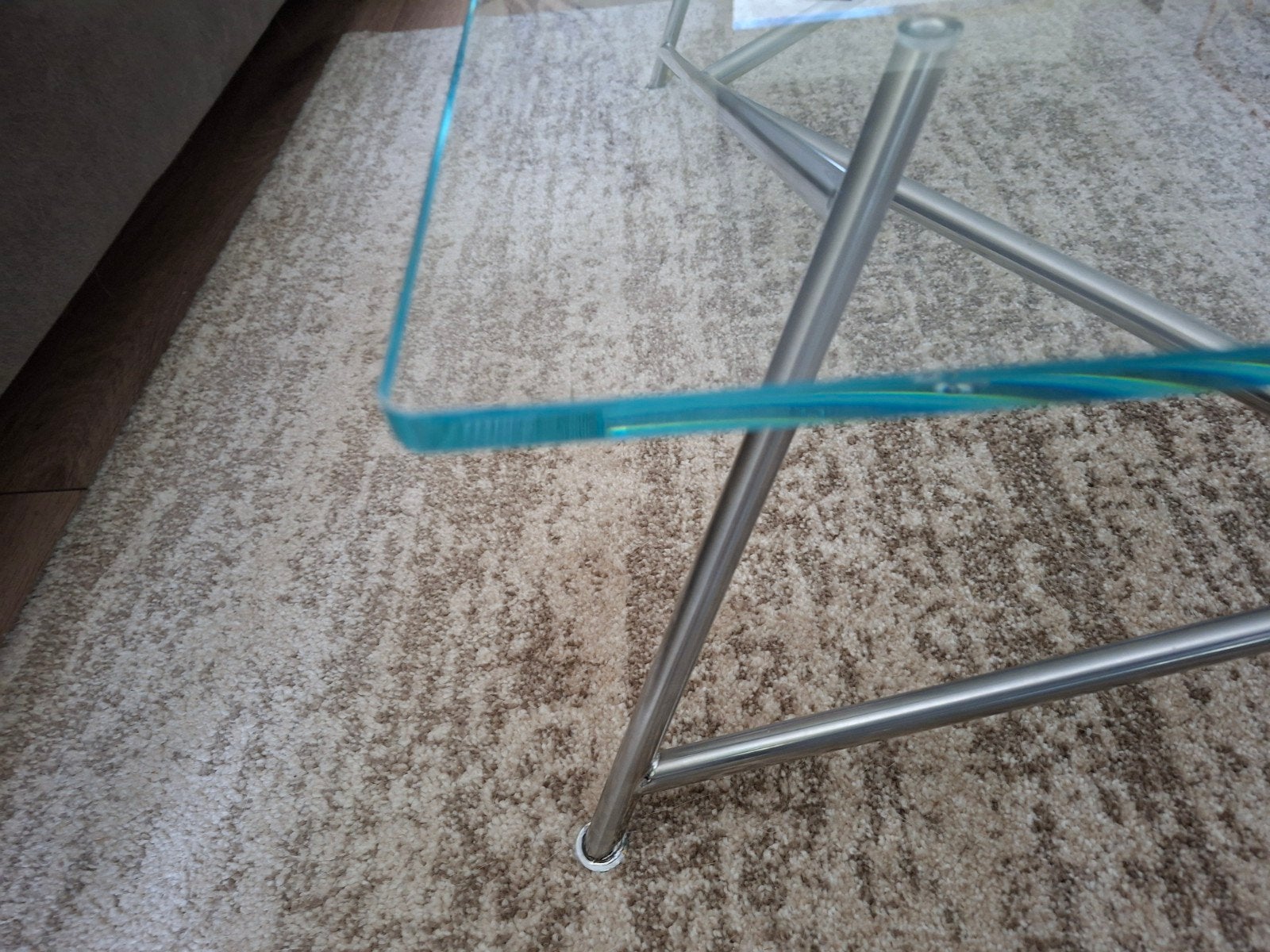 salontafel, design: glas en metaal, Ophalen, Gebruikt, 50 tot 100 cm, 50 tot 100 cm