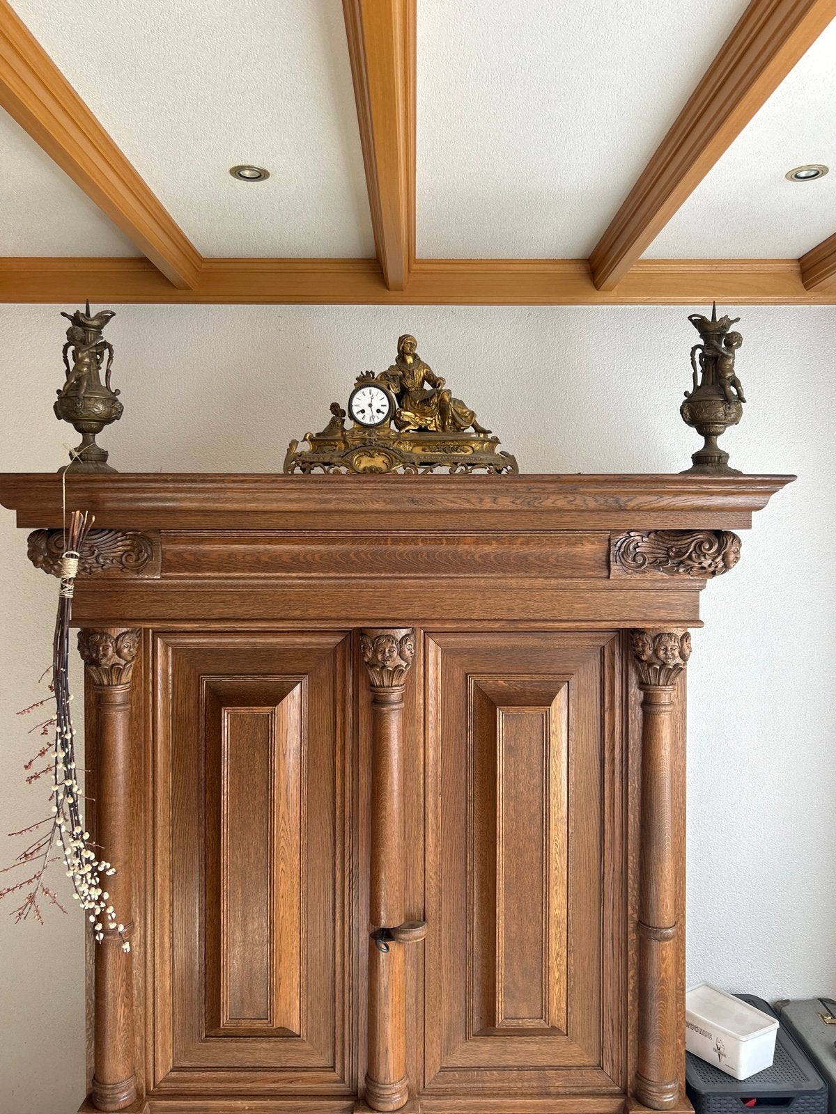 Antieke Klok met Bronzen Beelden, Antiek en Kunst, Ophalen
