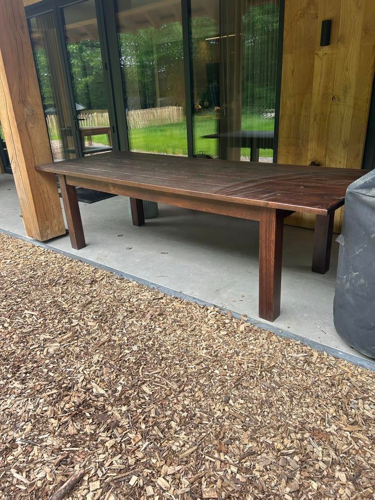 Robuuste houten tafel, Huis en Inrichting, Tafels | Eettafels, Ophalen, Gebruikt, 200 cm of meer, 50 tot 100 cm