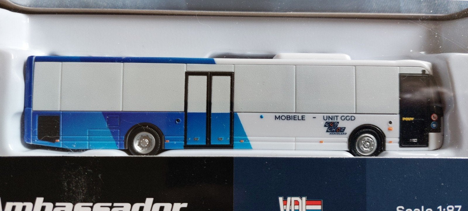 H0LK 0702 VDL AMBASSADOR MOBIELE GGD UNIT 1/87, Ophalen of Verzenden, Nieuw, Bus of Vrachtwagen, Overige merken