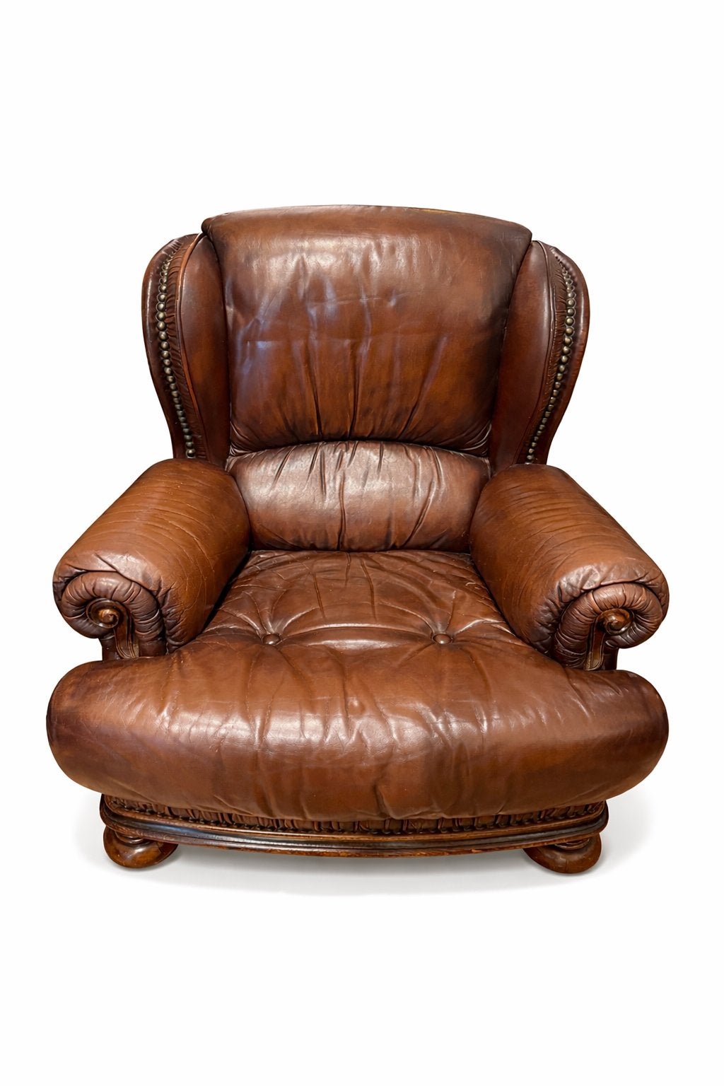 Vintage Engelse leren oorfauteuil – jaren 1960/1970, Antiek en Kunst, Ophalen of Verzenden