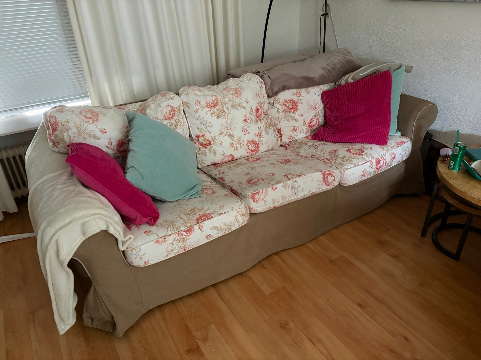 IKEA Ektorp 3 zitsbank + hocker + extra donkergroene hoezen, Huis en Inrichting, Banken | Bankstellen, Ophalen, Driepersoons, 75 tot 100 cm