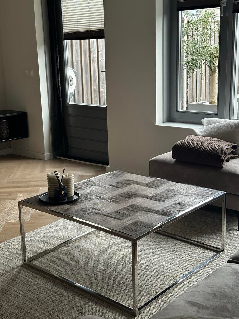 Riviera Maison salontafel 90x90 cm, Ophalen, Gebruikt, 100 tot 150 cm, Vierkant