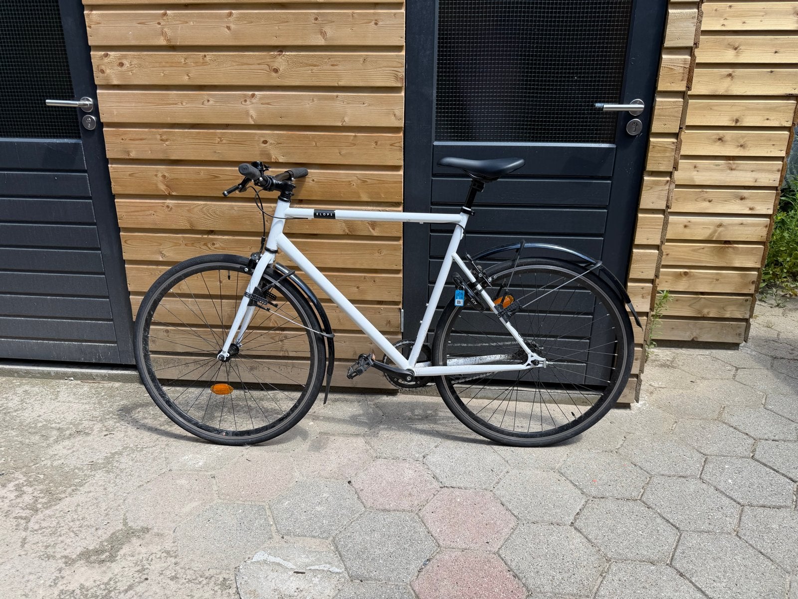 Elops Stadsfiets Single Speed 500 - Wit, Fietsen en Brommers, Fietsen | Heren | Herenfietsen, Gebruikt, Velgrem, 53 tot 57 cm