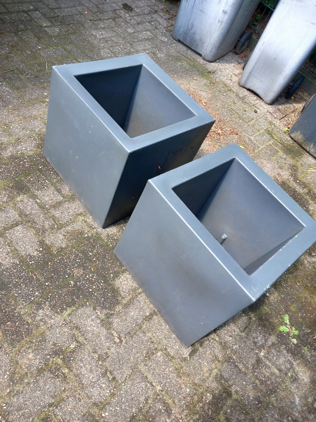 Twee Elho Pure Square 50 (42l) buitenpotten, Ophalen, Kunststof, Gebruikt, Minder dan 60 cm