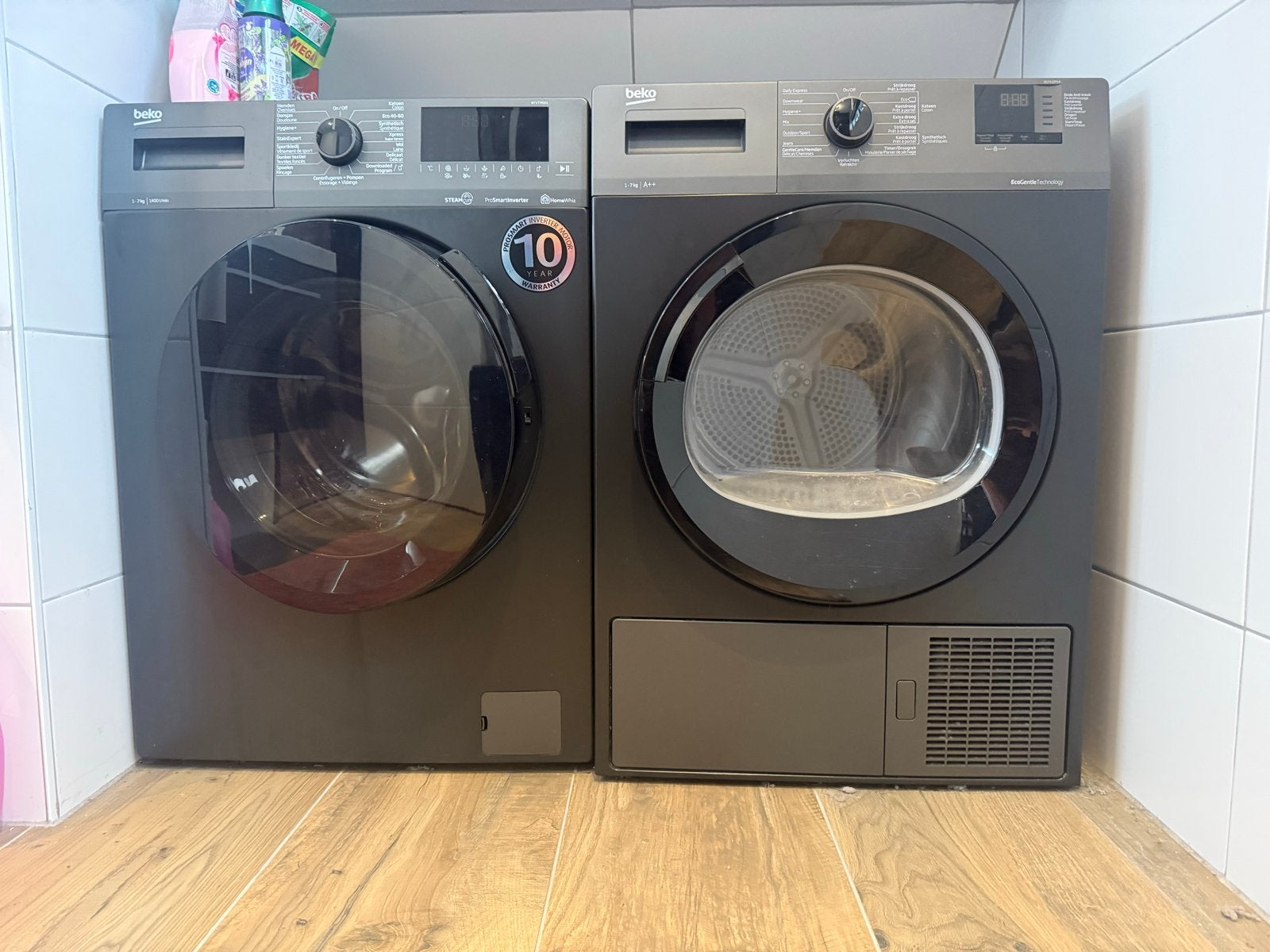 Beko wasmachine en droger set - Zwart, Ophalen of Verzenden, Gebruikt
