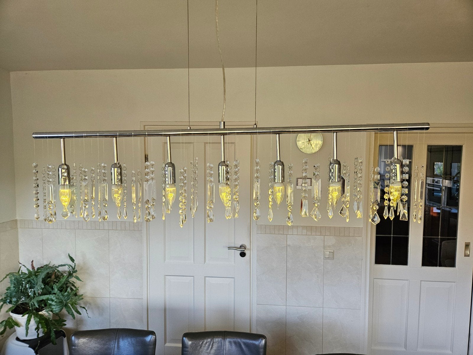 Hanglamp met Kristallen, Ophalen, Zo goed als nieuw, Glas, Klassiek