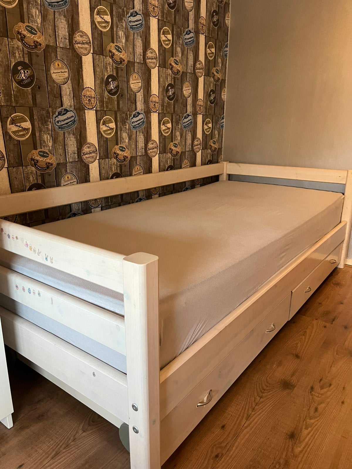Flexa eenpersoonsbed met eventueel matras, Ophalen, 90 cm, Eenpersoons, Wit