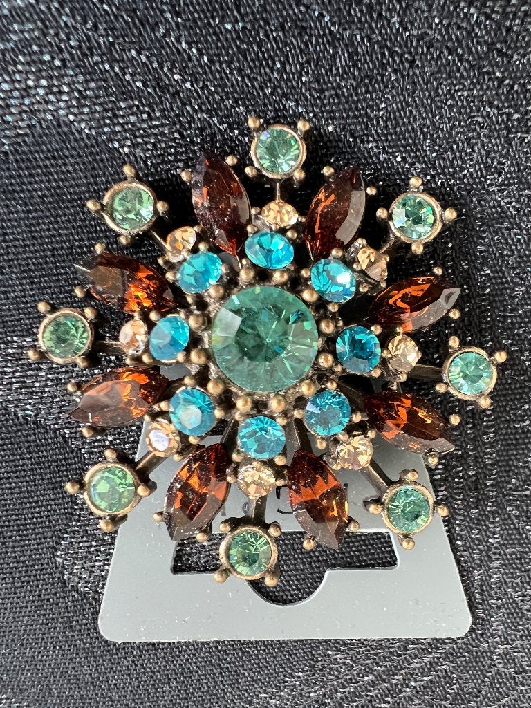 PILGRIM DANISH DESIGN broche bronskleur groen Swarovski NIEU, Met kristal, Overige materialen, 4 tot 7 cm, Verzenden