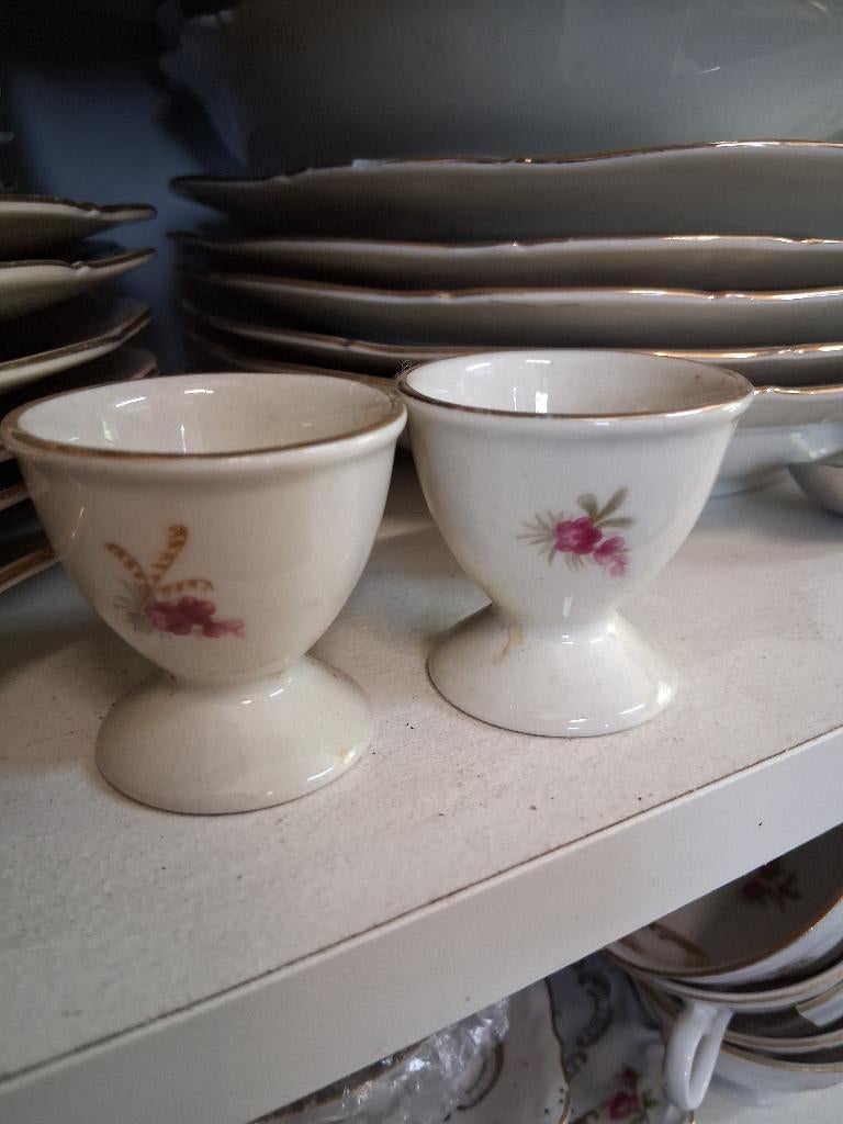 4 x Eierdopje Edelstein Bavaria met roze bloemetjes / roosje, Ophalen of Verzenden