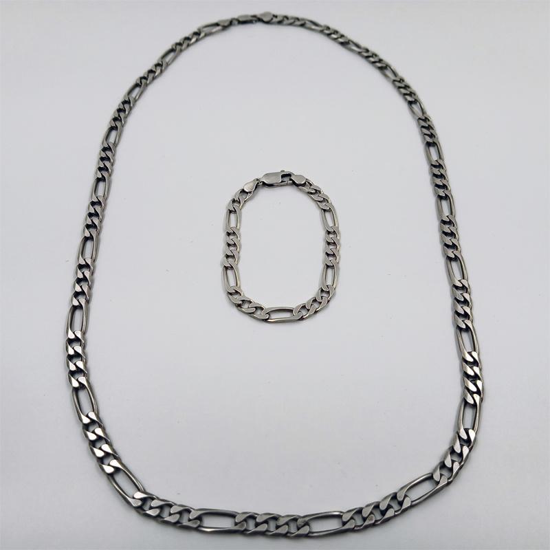 Zilveren figaro ketting en armband set, Sieraden, Tassen en Uiterlijk, Kettingen, Ophalen of Verzenden, Zo goed als nieuw, Zilver