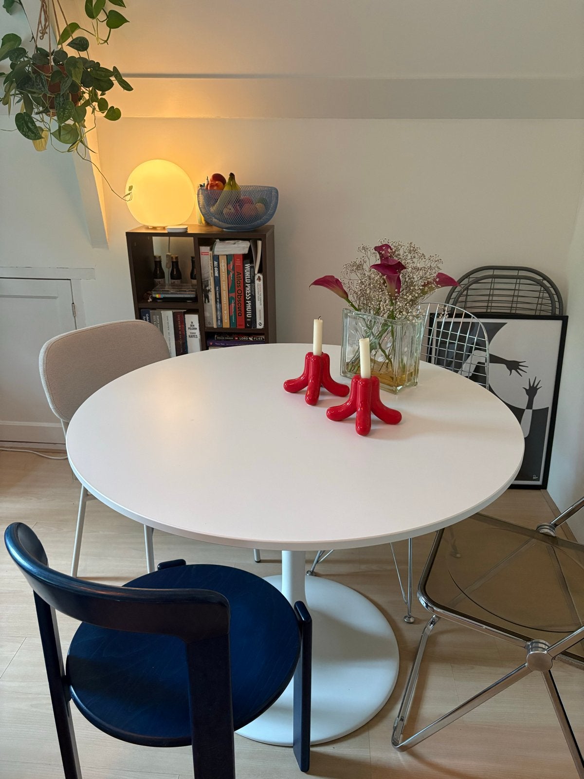 IKEA Docksta witte ronde eettafel, Huis en Inrichting, Tafels | Eettafels, Ophalen, Kunststof, Gebruikt, 100 tot 150 cm