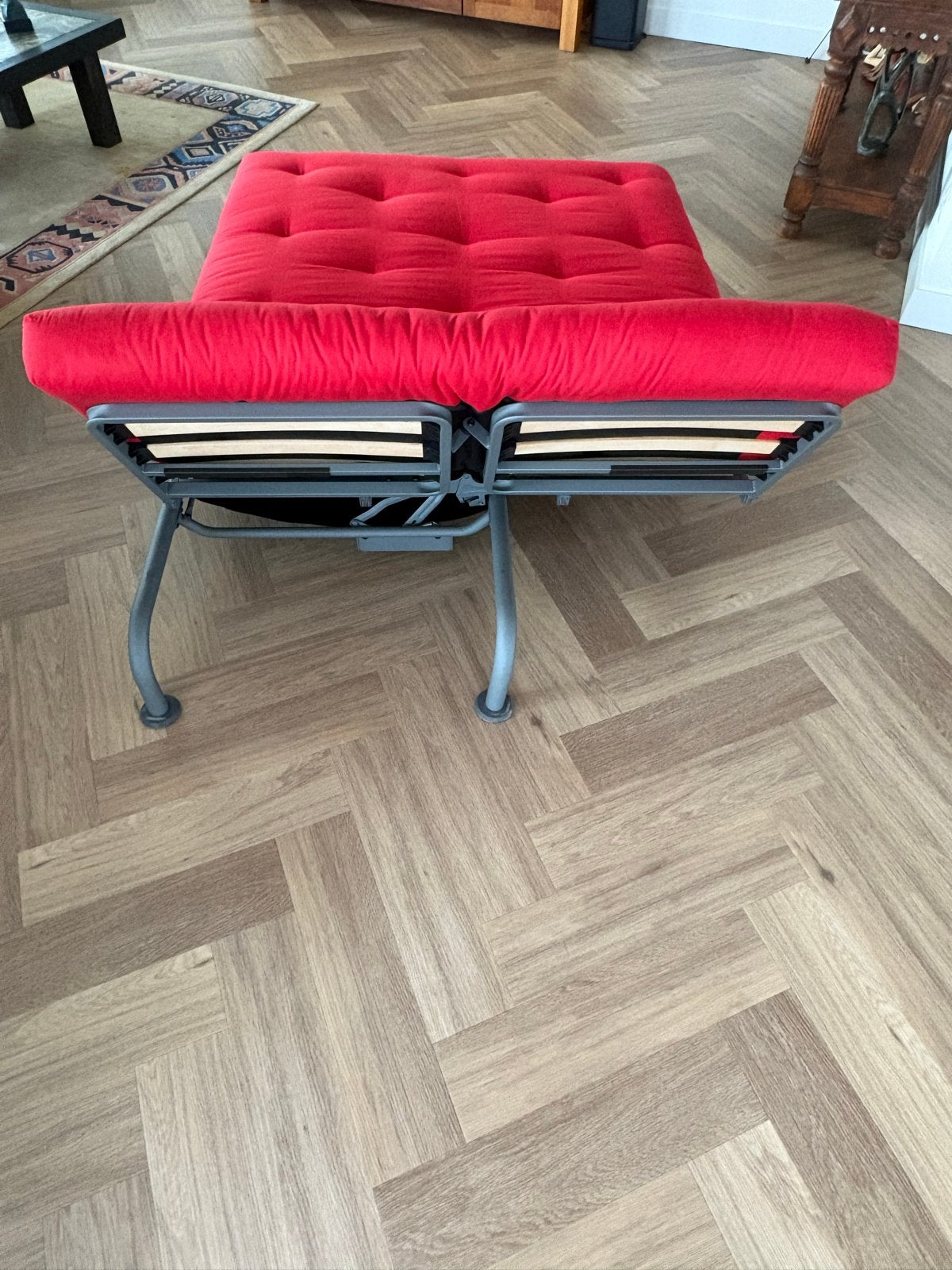 Zit-Slaapbank Trendhopper rood 200x140 z.g.a.n., Ophalen, Tweepersoons, 140 cm, Zo goed als nieuw