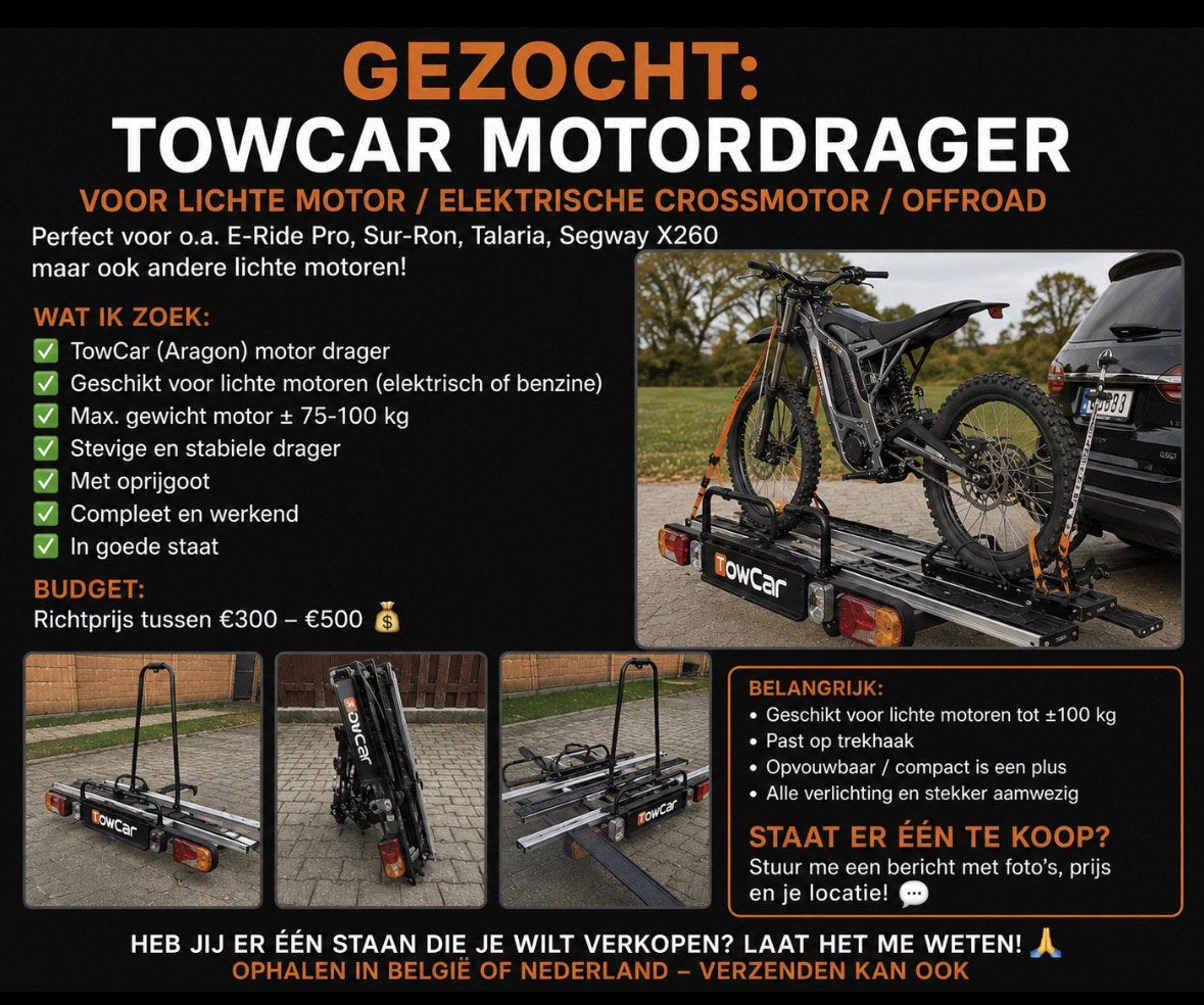 Gezocht: TowCar motordrager trekhaak voor lichte motor, Ophalen