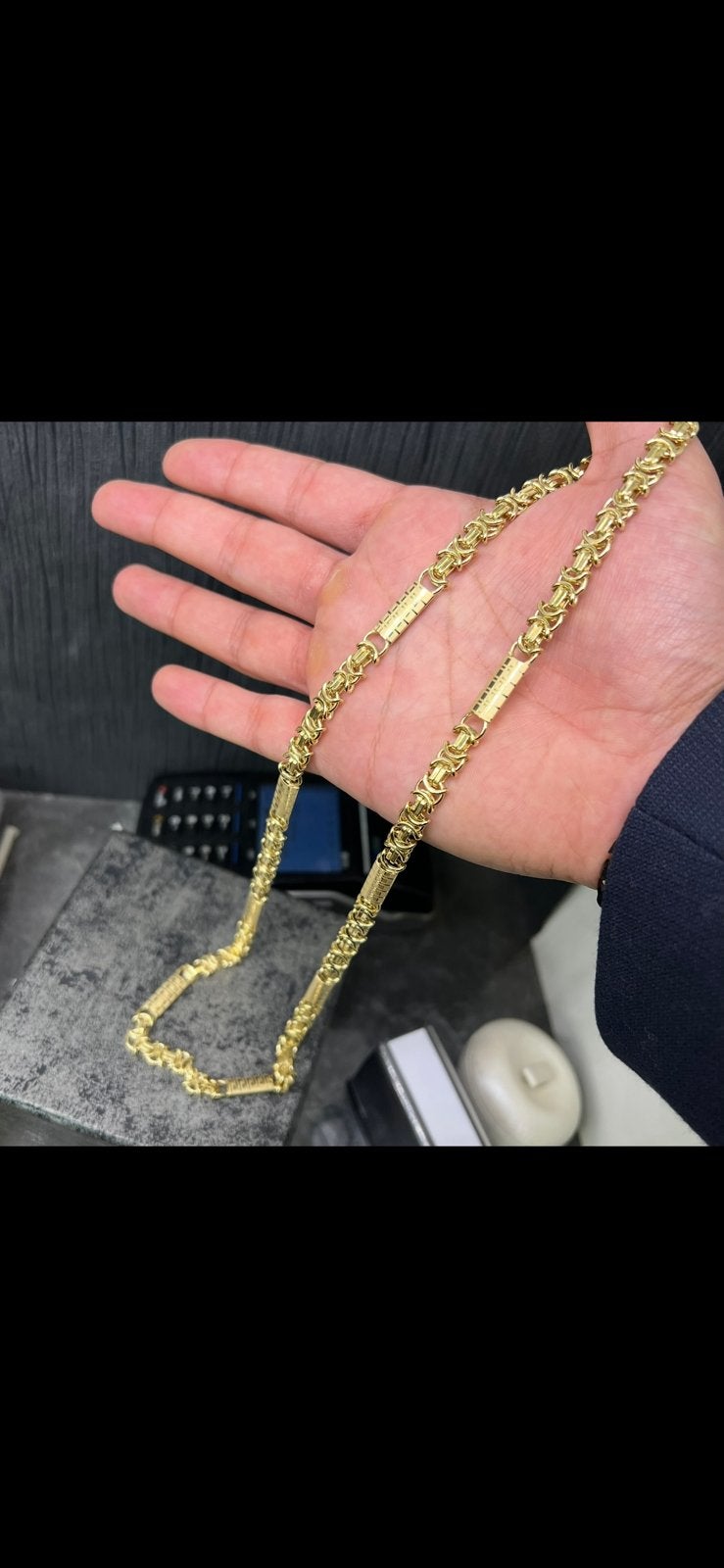 14k gouden ketting platte koningsketting, Ophalen of Verzenden, Nieuw, Goud