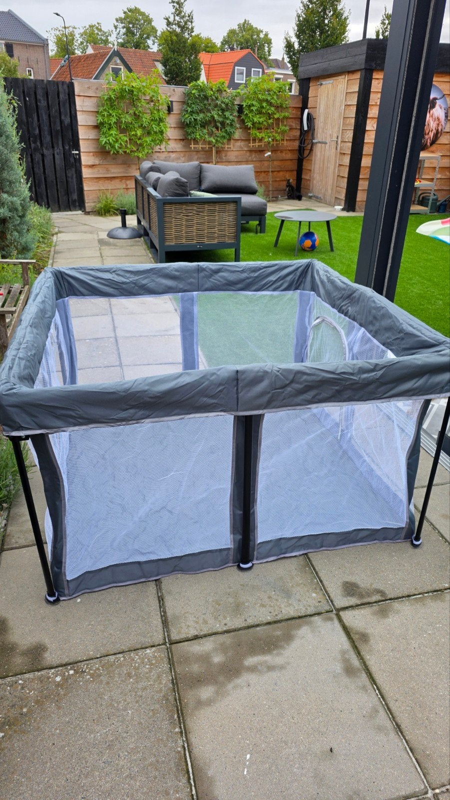 Lucellia Grondbox Baby inklapbaar 125x125x70cm donkergrijs, Ophalen, Nieuw