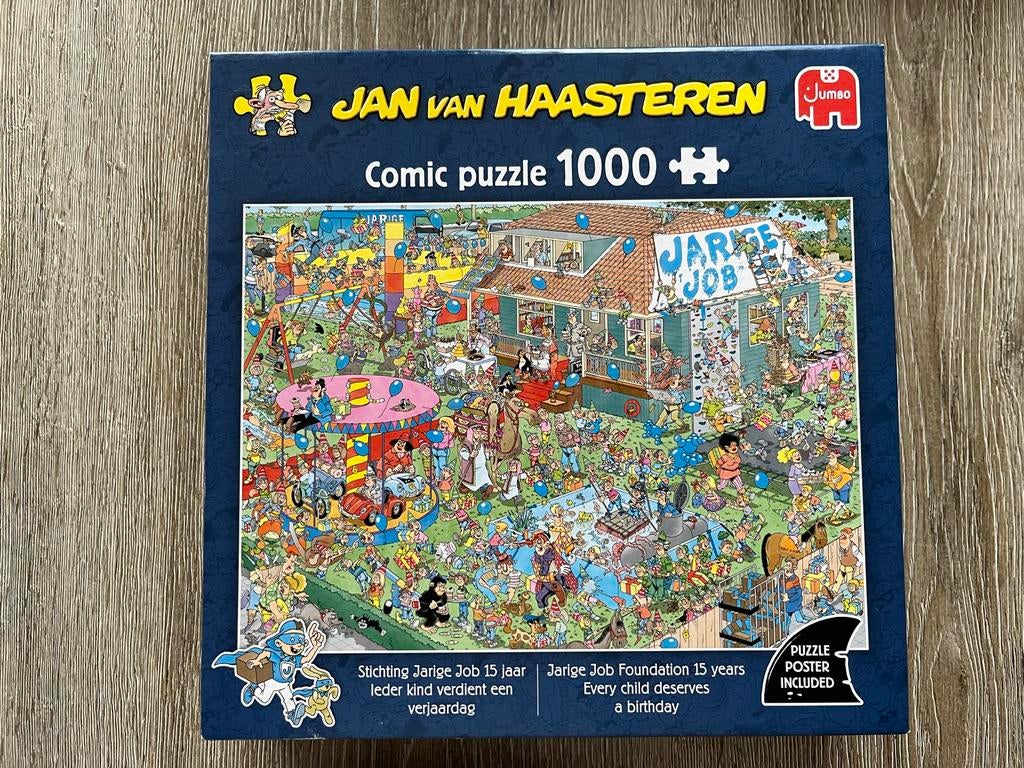 Jan van Haasteren Comic Puzzel 1000 Stukjes - Jarige Job, Ophalen of Verzenden, 500 t/m 1500 stukjes, Zo goed als nieuw, Legpuzzel