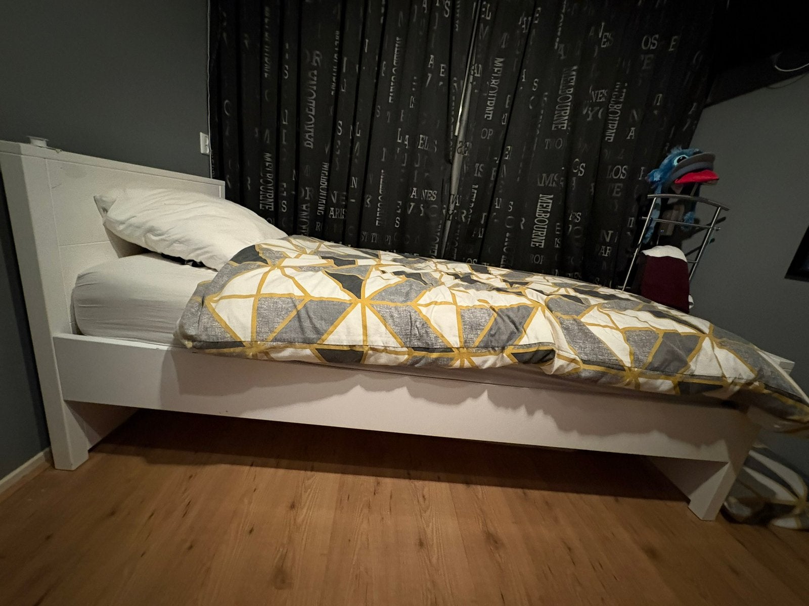 Bed 210x90 met lattenbodem, Ophalen, 90 cm, Eenpersoons, Zo goed als nieuw