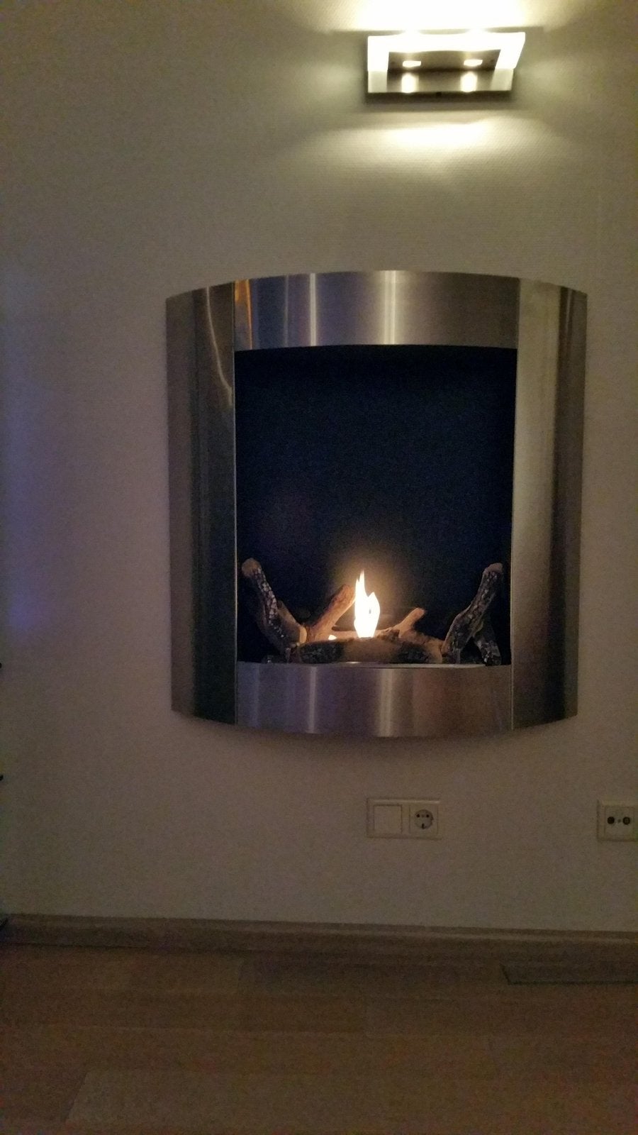 Rvs bio ethanol haard, Huis en Inrichting, Ophalen, Zo goed als nieuw, Hangende haard, Gelhaard
