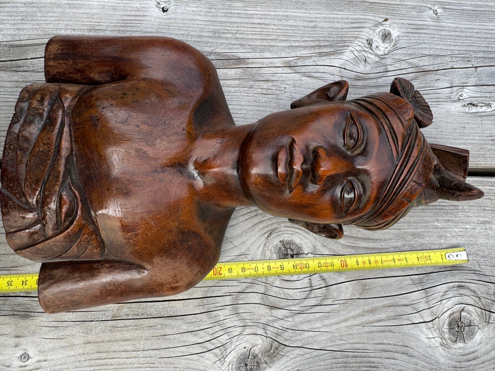 Indonesisch houtsnij werk , buste, Buste, Ophalen of Verzenden, Handgemaakt, 20 - 50 cm